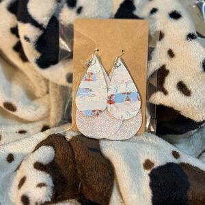 Glitter and Patterned Teardrop Earrings